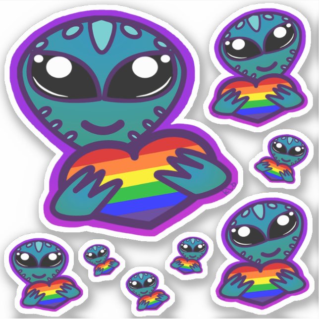 Adesivos de Alienígena do Rainbow Prid (Frente)