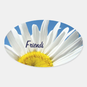 Adesivos de amigos Flores de Margarida Branca selo