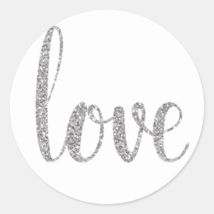 Adesivos de amor de prata, fonte brilhante