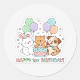 adesivos de animais bebês de 1º aniversário