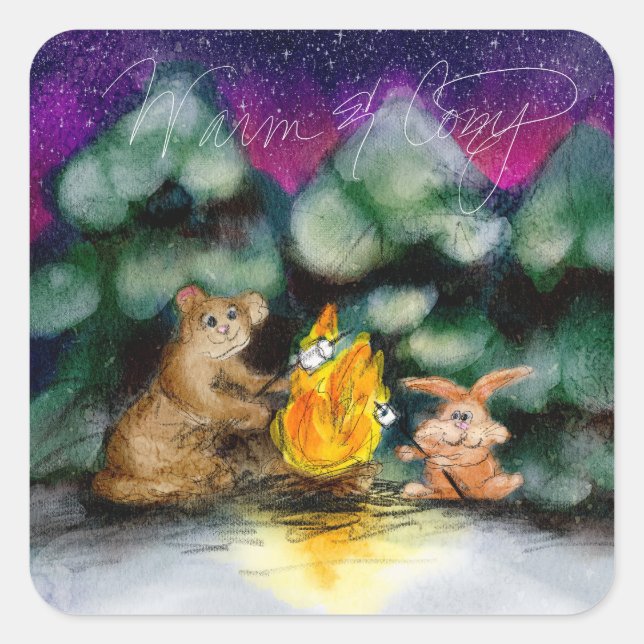 Adesivos de Animais da Floresta de Inverno em Torn (Frente)