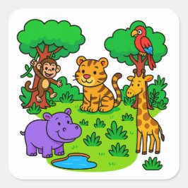 Adesivos de Animais da Selva para Crianças e Profe