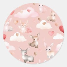 Adesivos de Animais Fofos do Bebê Cupido – Aquarel