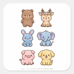 Adesivos de Animais Kawaii Fofos Conjunto Urso V