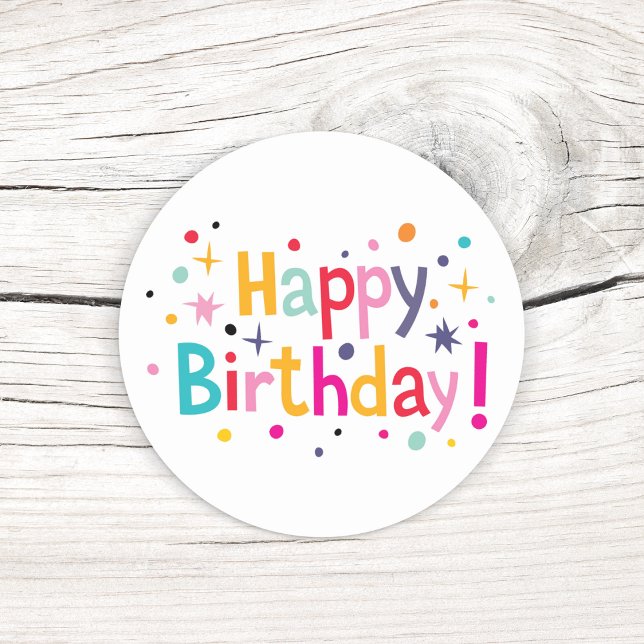Adesivos de Aniversário Confetes Retrô (The perfect vintage touch for your birthday gift bags.)