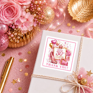 Adesivos de Aniversário de 30 Anos Brilho Rosa Vib
