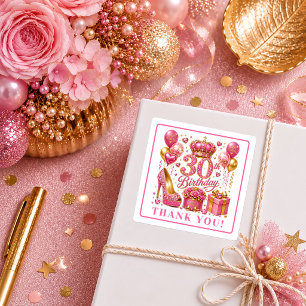 Adesivos de Aniversário de 30 anos em Rosa Vibrant