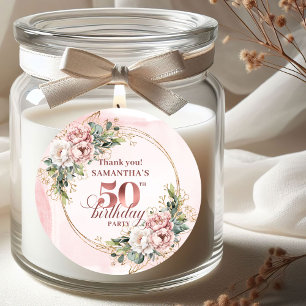 Adesivos de Aniversário de 50 anos Chic Botanical