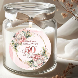 Adesivos de Aniversário de 50 anos em Rosa Dourado