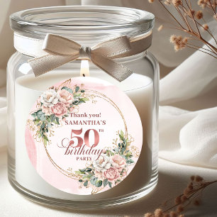 Adesivos de Aniversário de 50 anos Watercolor Rose