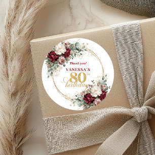 Adesivos de Aniversário de 80 Anos Bege Luxo Borgo