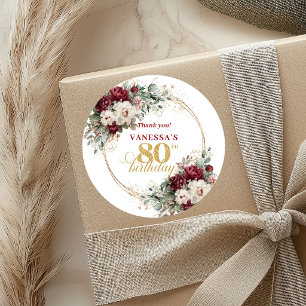Adesivos de Aniversário de 80 anos Burgundy Bohemi
