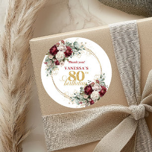 Adesivos de Aniversário de 80 anos Luxe Blush Burg