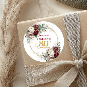 Adesivos de Aniversário de 80 Anos Rosa Burgundy M