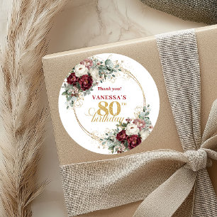 Adesivos de Aniversário de 80 Anos Rosa Luxuoso Bo