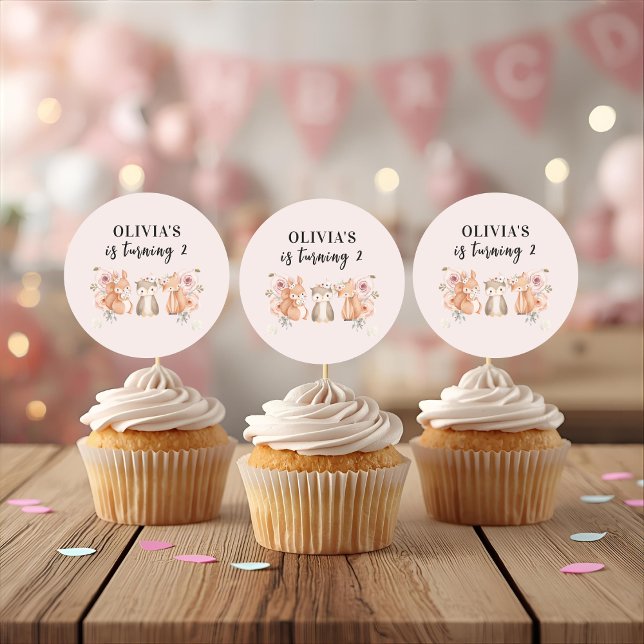 Adesivos de Aniversário de Animais da Floresta | F (Criador carregado)