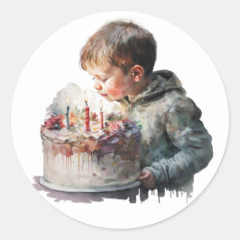 Adesivos de aniversário de aquarela bonita