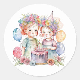 Adesivos de aniversário de aquarela bonita