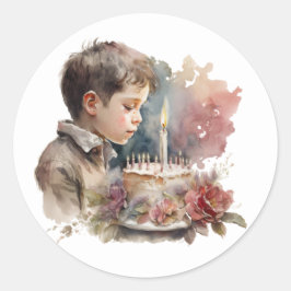 Adesivos de aniversário de aquarela bonita
