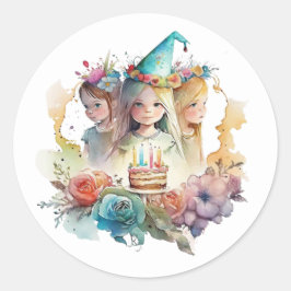 Adesivos de aniversário de bela aquarela