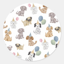 Adesivos de Aniversário de Cachorrinho
