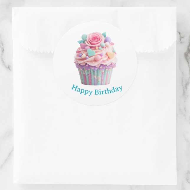 Adesivos de Aniversário de Cupcake (Bolsa)