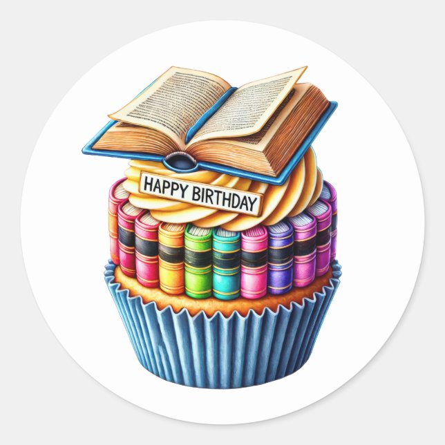 Adesivos de Aniversário de Cupcake (Frente)