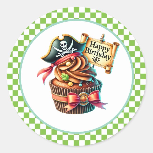 Adesivos de Aniversário de Cupcake (Frente)
