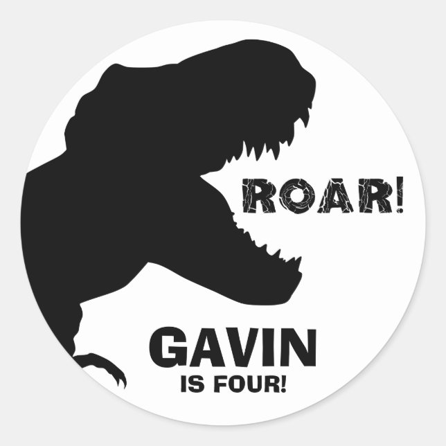 Adesivos de Aniversário de Dinossauro (Frente)