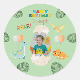Adesivos de aniversário de dinossauro - Nome perso
