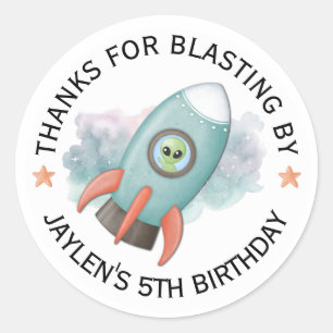 Adesivos de Aniversário de Espaçonave Foguete Alie