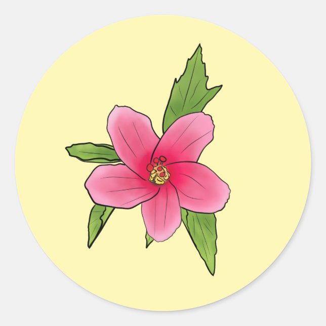 Adesivos de Aniversário de Hibisco Rosa Tropical (Frente)