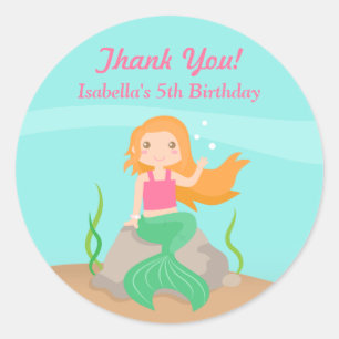 Adesivos de Aniversário de Meninas Sereias Obrigad