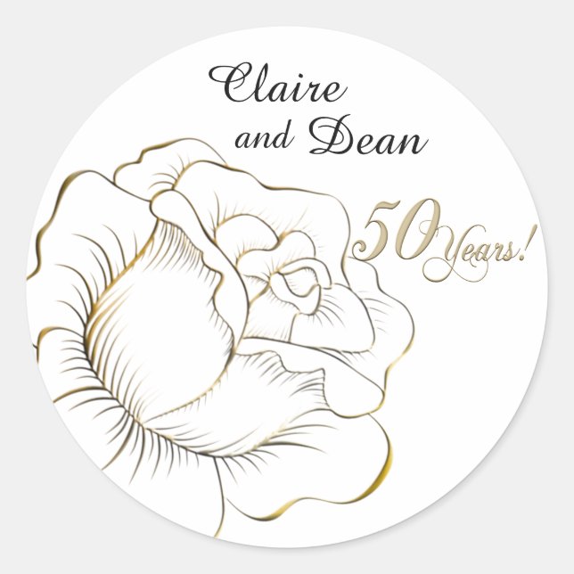 Adesivos de Aniversário de Ouro Personalizados (Frente)