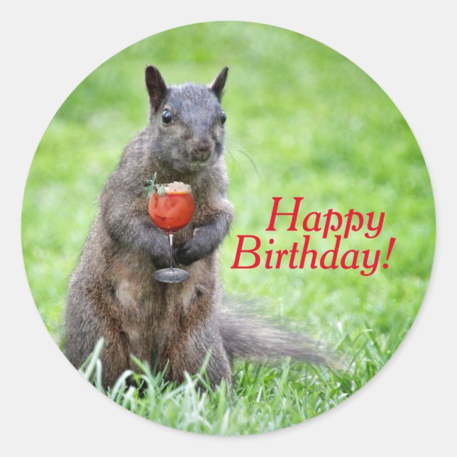 Adesivos de Aniversário do Esquilo de Festa (Frente)