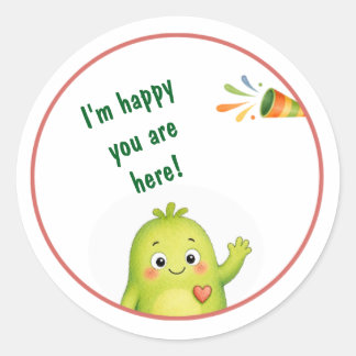 Adesivos de Aniversário do Monstro Verde Fofo