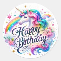 Adesivos de aniversário do Unicorn
