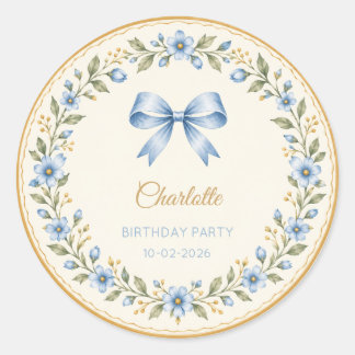 Adesivos de aniversário personalizados com laço fl