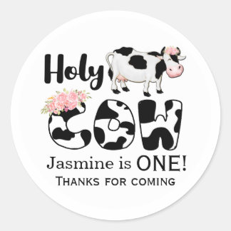 Adesivos de Aniversário Tema Fazenda Floral Vaca S