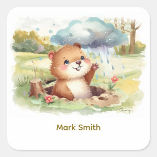 Adesivos de Aquarela do Dia da Marmota Sala de A