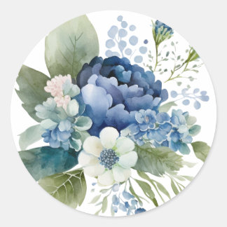 Adesivos de Aquarela Floral Azul, Selos de Envelop