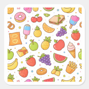 Adesivos de Arte Doodle de Snacks de Frutas Colori
