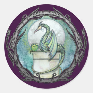 Adesivos de Arte Fantasia Gótica do Dragão Verde