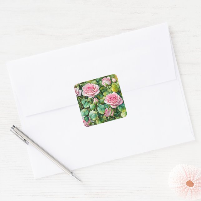 Adesivos de Arte Floral Rosas Pink Bonitas (Envelope)