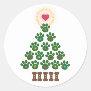 Adesivos de Árvore de Natal com Pegadas de Pata