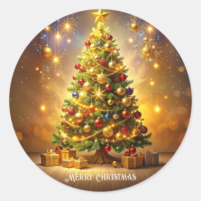 Adesivos de árvore de Natal decorada (Frente)
