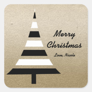 Adesivos de árvore de Natal pretos e brancos moder