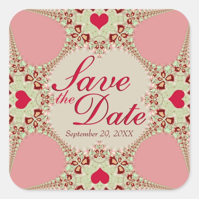 Adesivos de aviso de data de casamento com rendas  (Frente)