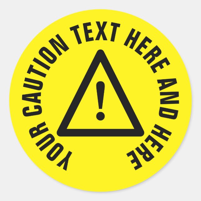 Adesivos de aviso redondos amarelos com texto pers (Frente)