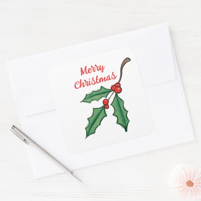 Adesivos de Azevinho de Natal (Envelope)